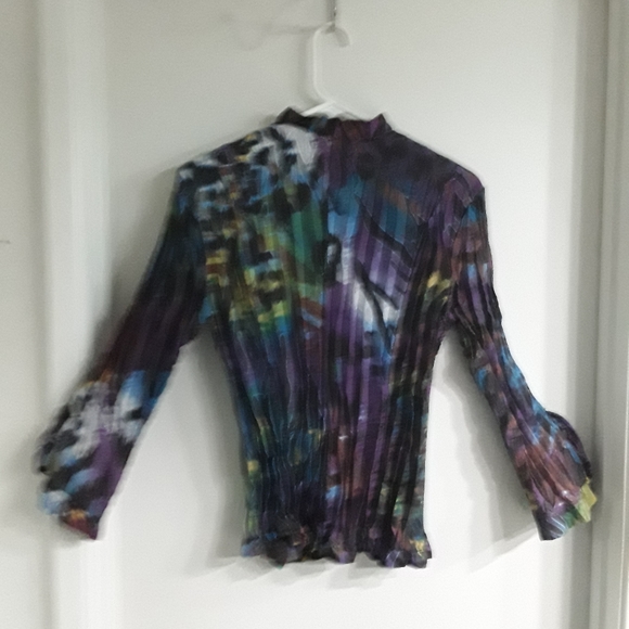 Plano Multi Zebra Ruffle Blouse, Size S - Picture 2 of 4